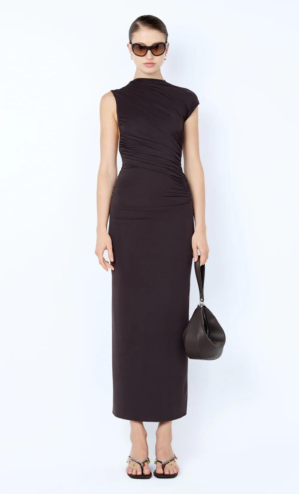 SOLENNE TWIST MAXI DRESS - DARK CHOCOLATE