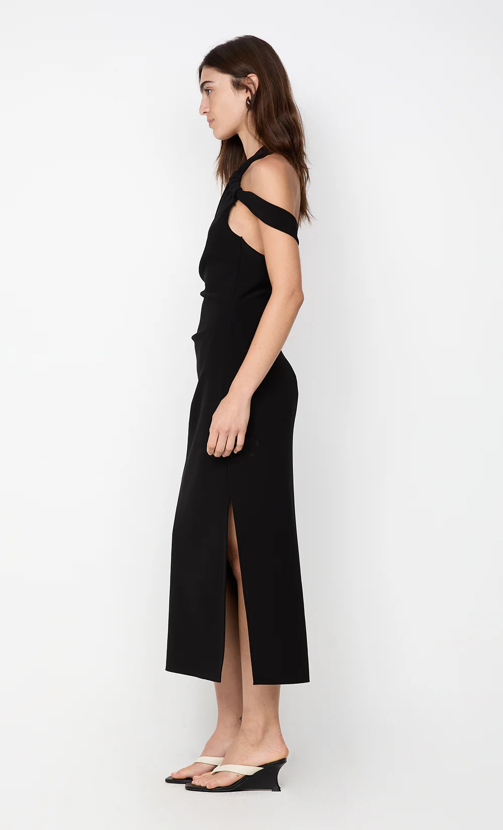SYLVIE ASYM MIDI DRESS - BLACK - Image 3
