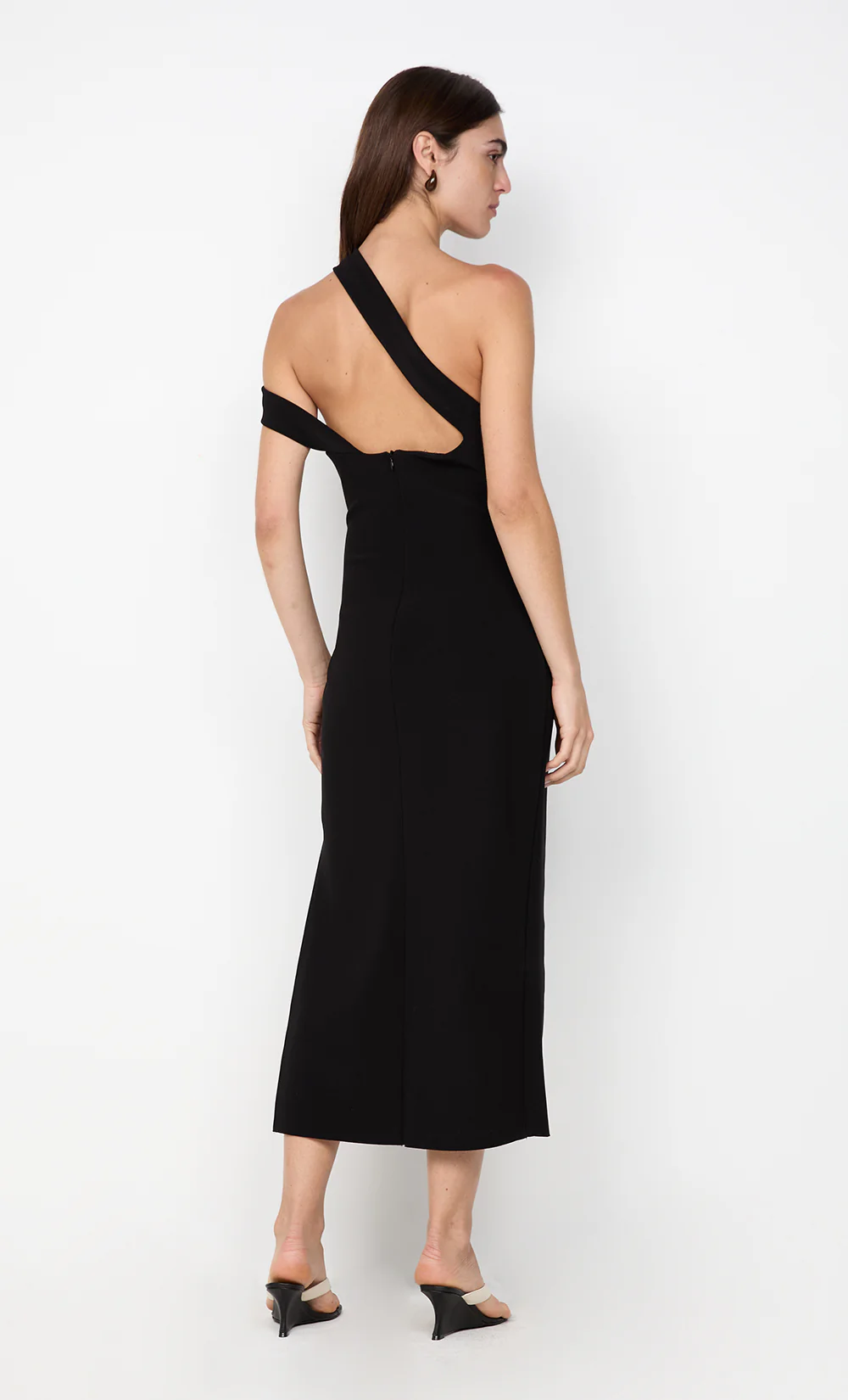 SYLVIE ASYM MIDI DRESS - BLACK - Image 4