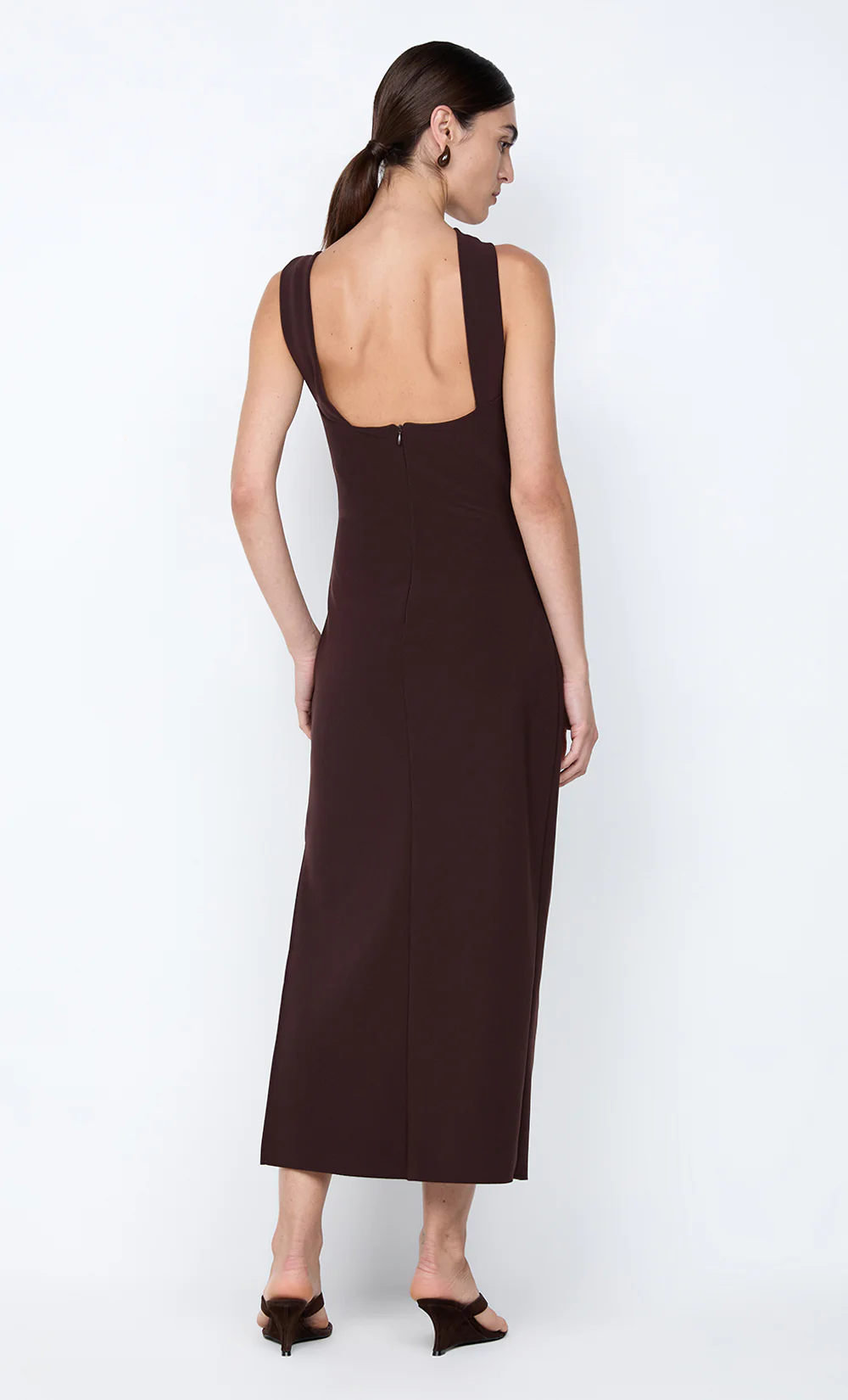 SYLVIE ASYM MIDI DRESS - ESPRESSO - Image 3