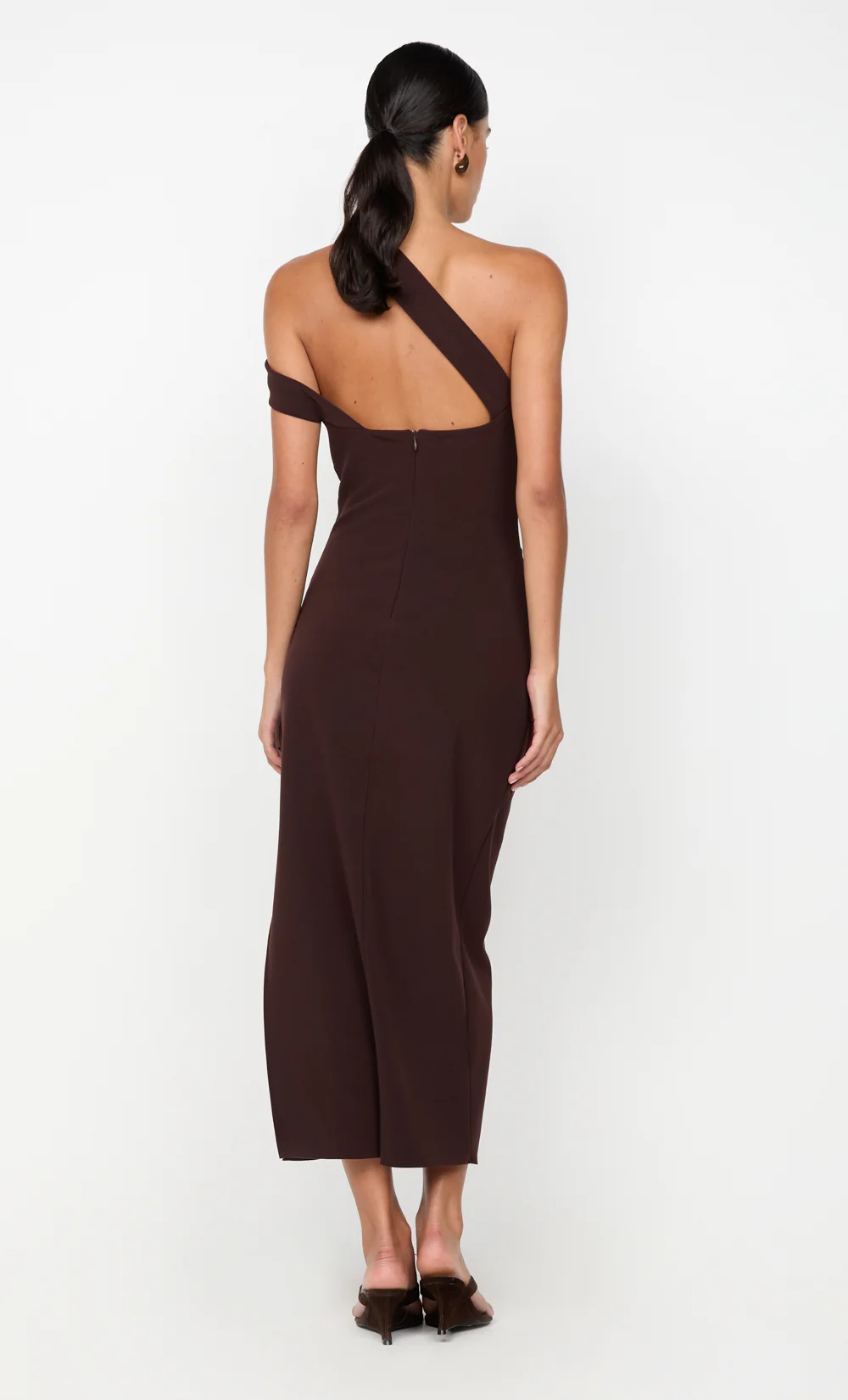 SYLVIE ASYM MIDI DRESS - ESPRESSO - Image 6