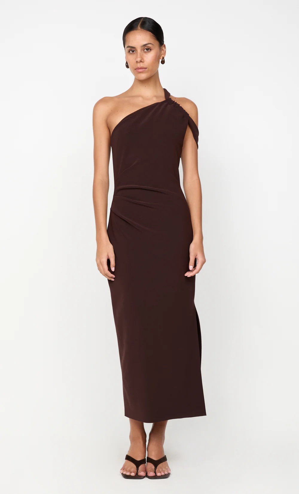 SYLVIE ASYM MIDI DRESS - ESPRESSO - Image 7