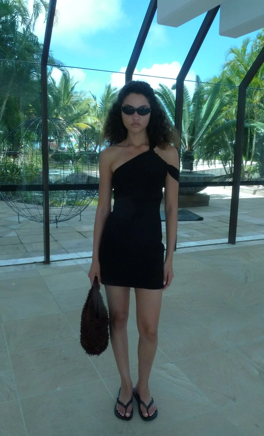 SYLVIE ASYM MINI DRESS - BLACK - Image 4