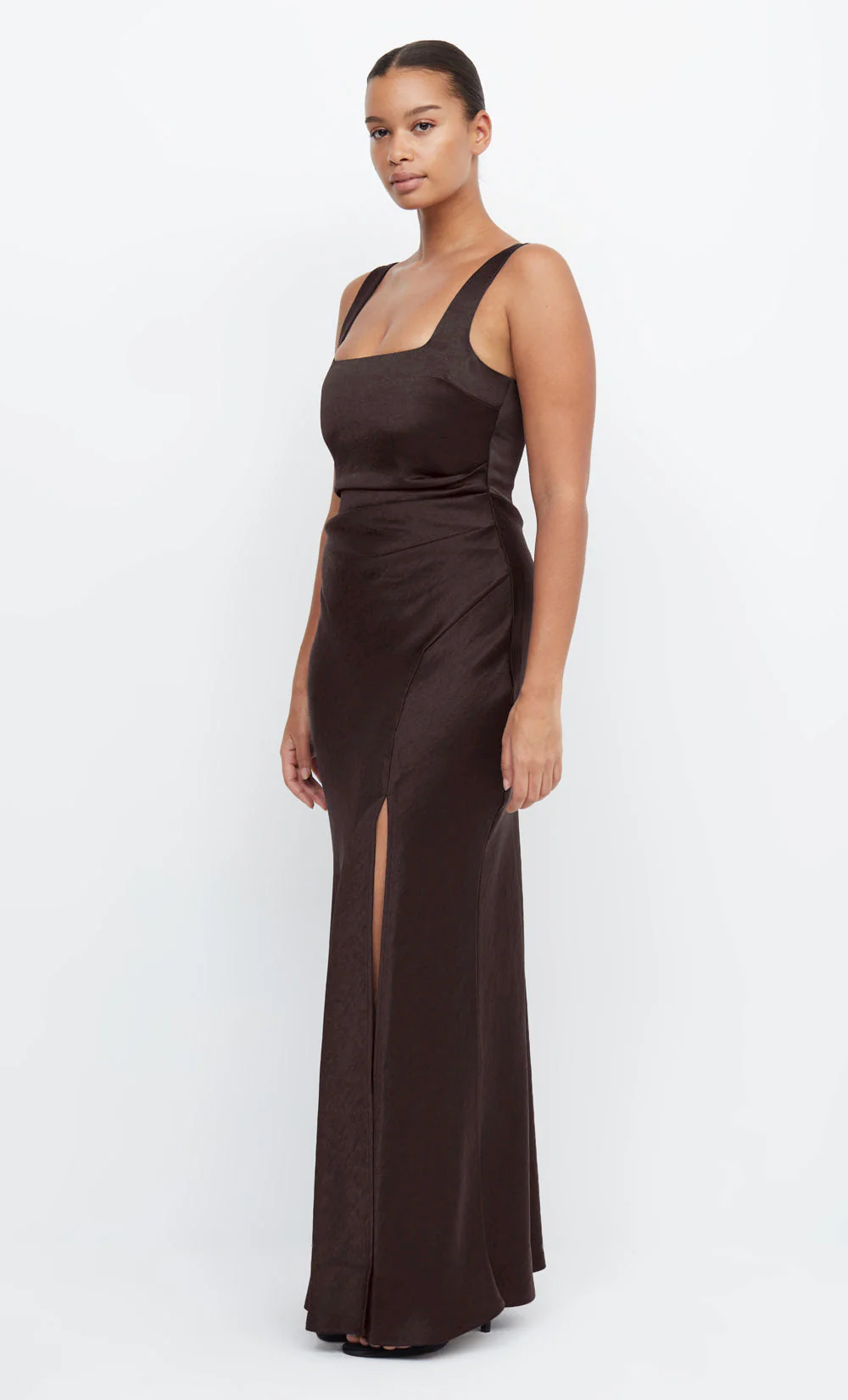 THE DREAMER SQUARE NECK DRESS - DARK CHOCOLATE - Image 3
