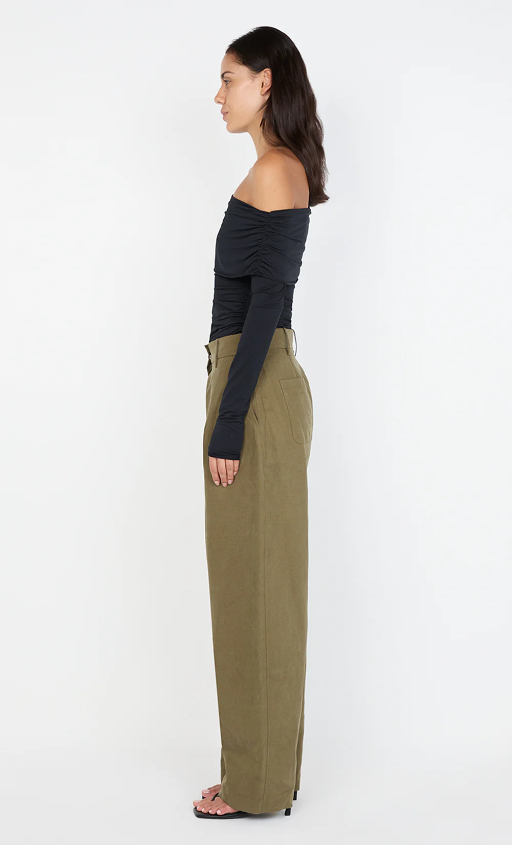 TILLIE DRAPE TOP - BLACK - Image 3