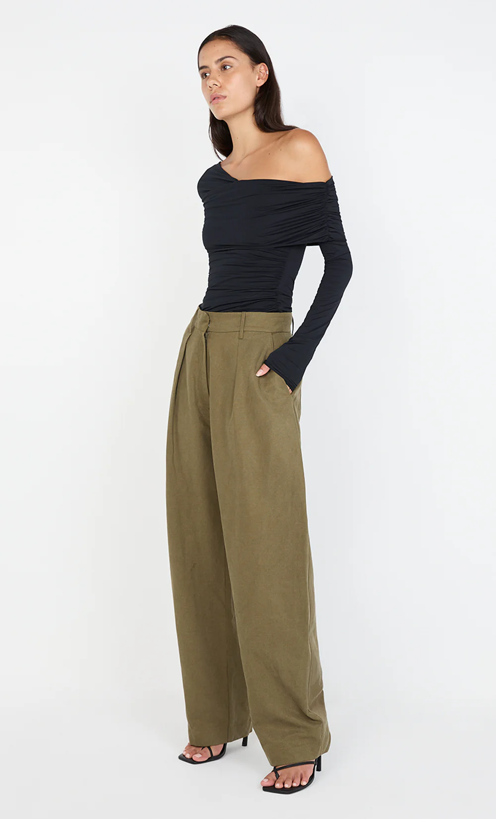 TILLIE DRAPE TOP - BLACK - Image 5