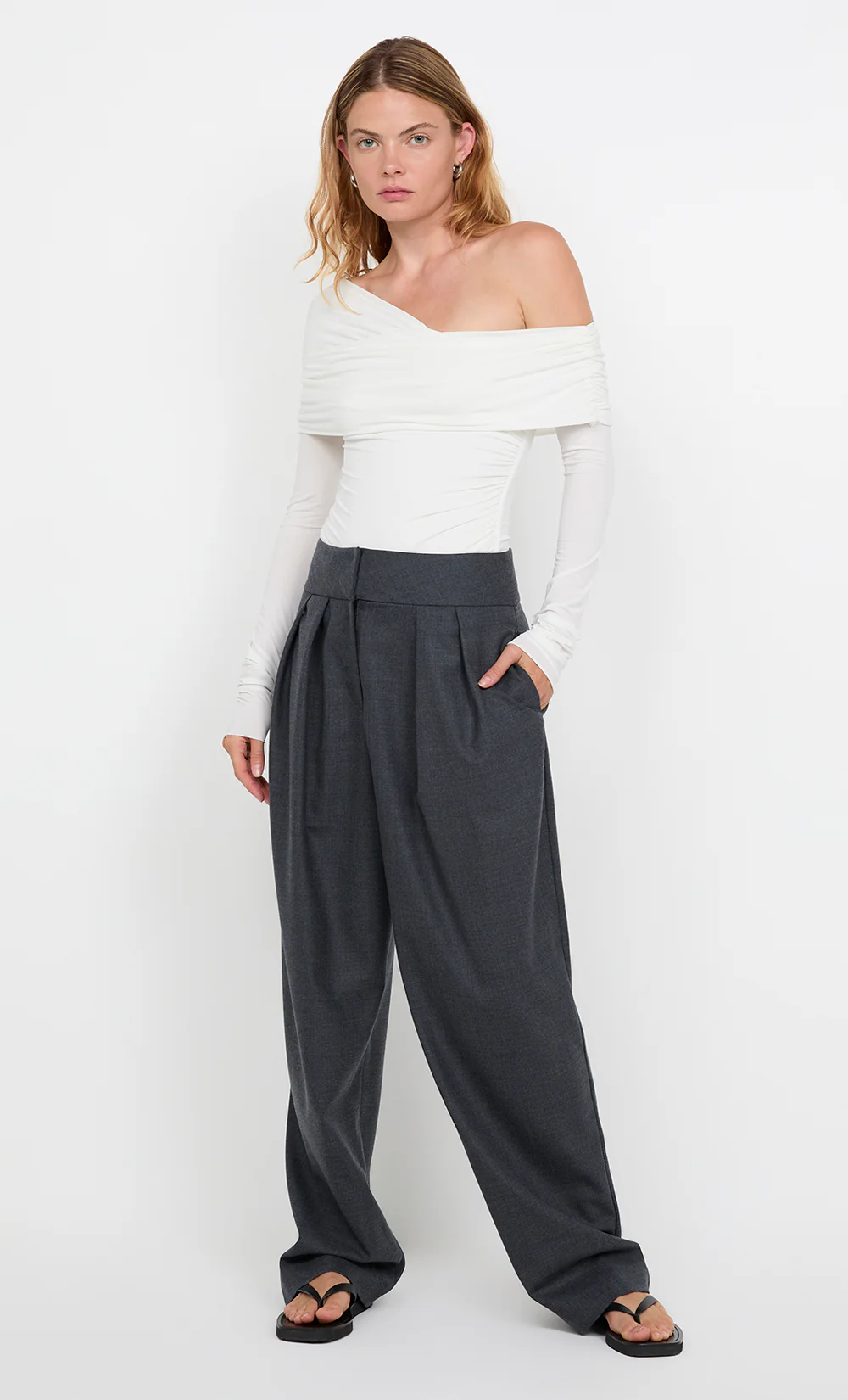 TILLIE DRAPE TOP - WHITE - Image 3