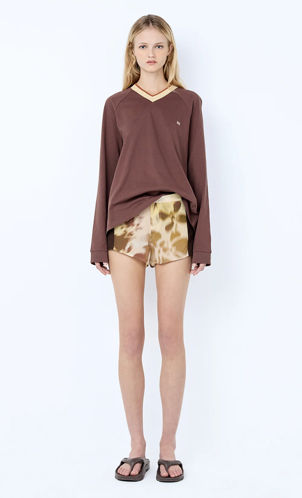 VARSITY LONG SLEEVE TEE - DARK CHOCOLATE