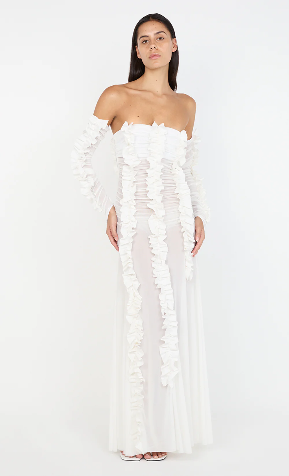 VIOLA RUFFLE GOWN - IVORY - Image 4