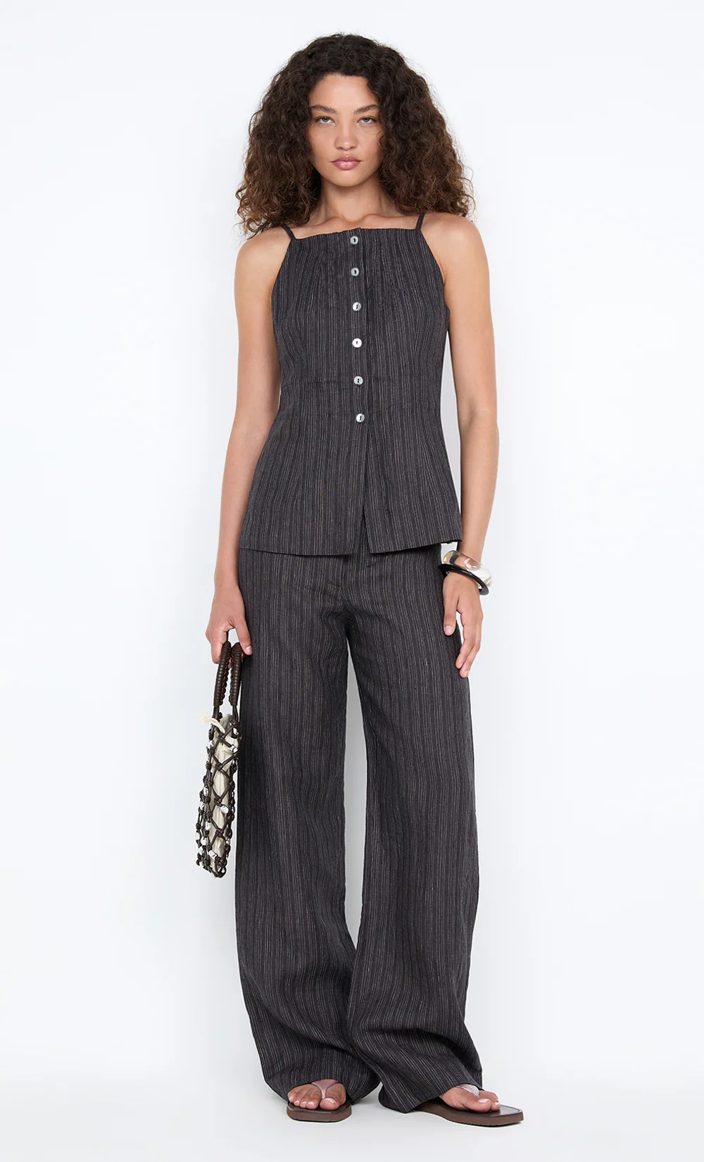 ZURI TOP - CHARCOAL STRIPE